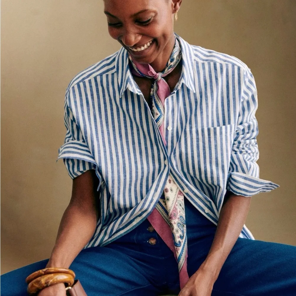 Sezane MAX SHIRT in Striped blue 42 / 10 - Picture 1 of 9